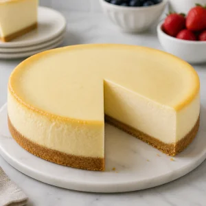 Gekühlter New York Cheesecake servierbereit