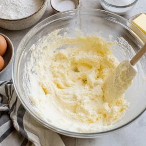 Butter and sugar creamed until light and fluffy