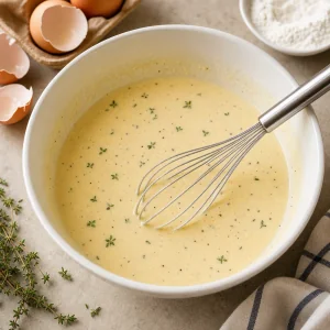 Pastella fluida per Yorkshire pudding con timo e pepe