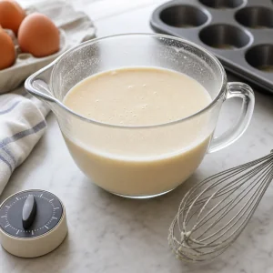 Smooth Yorkshire pudding batter resting in a measuring jug