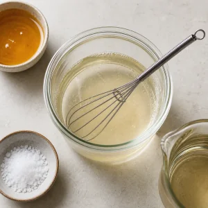 Sea salt whisked into filtered water to make a clear fermentation brine