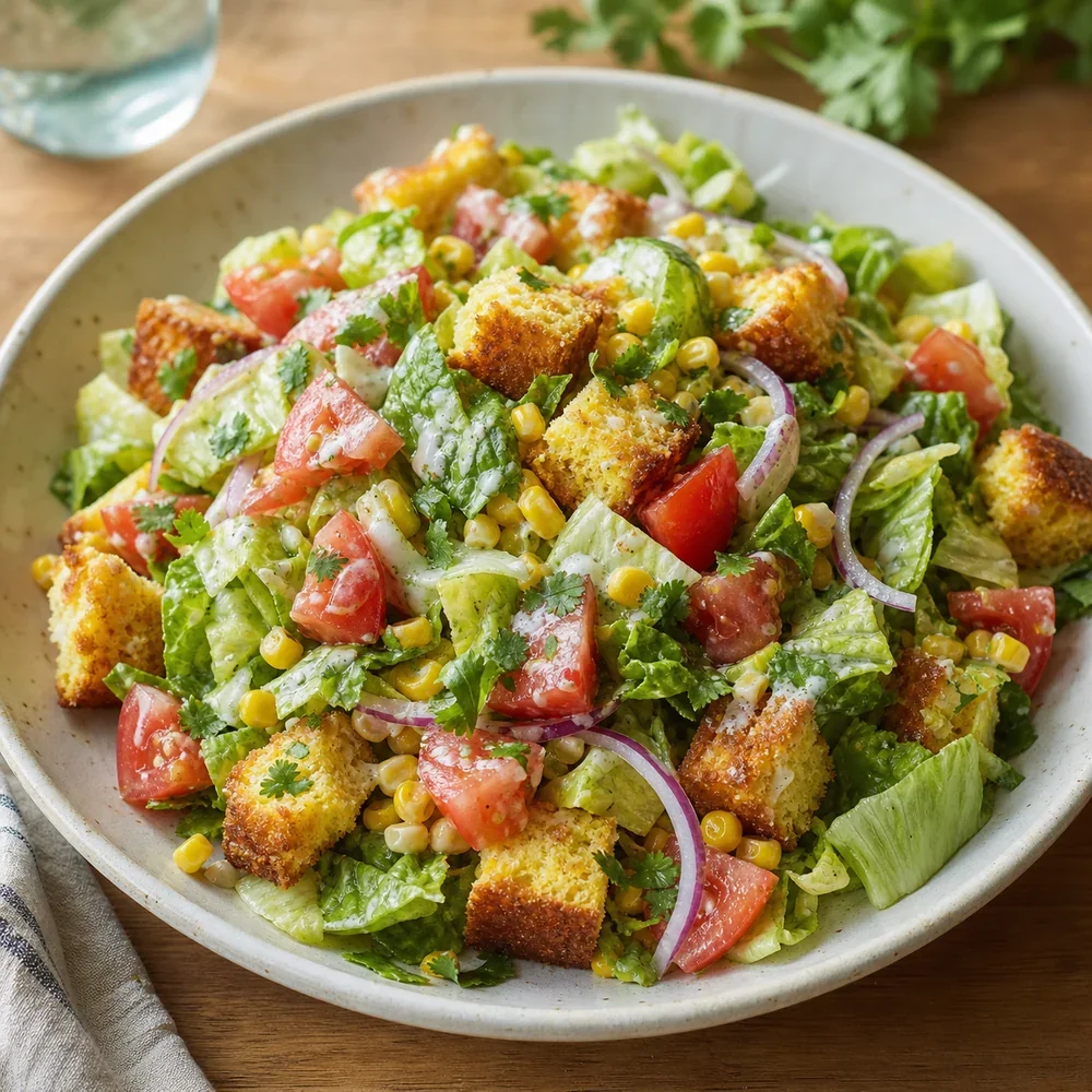 Fertiger Maisbrotsalat in einer Schüssel