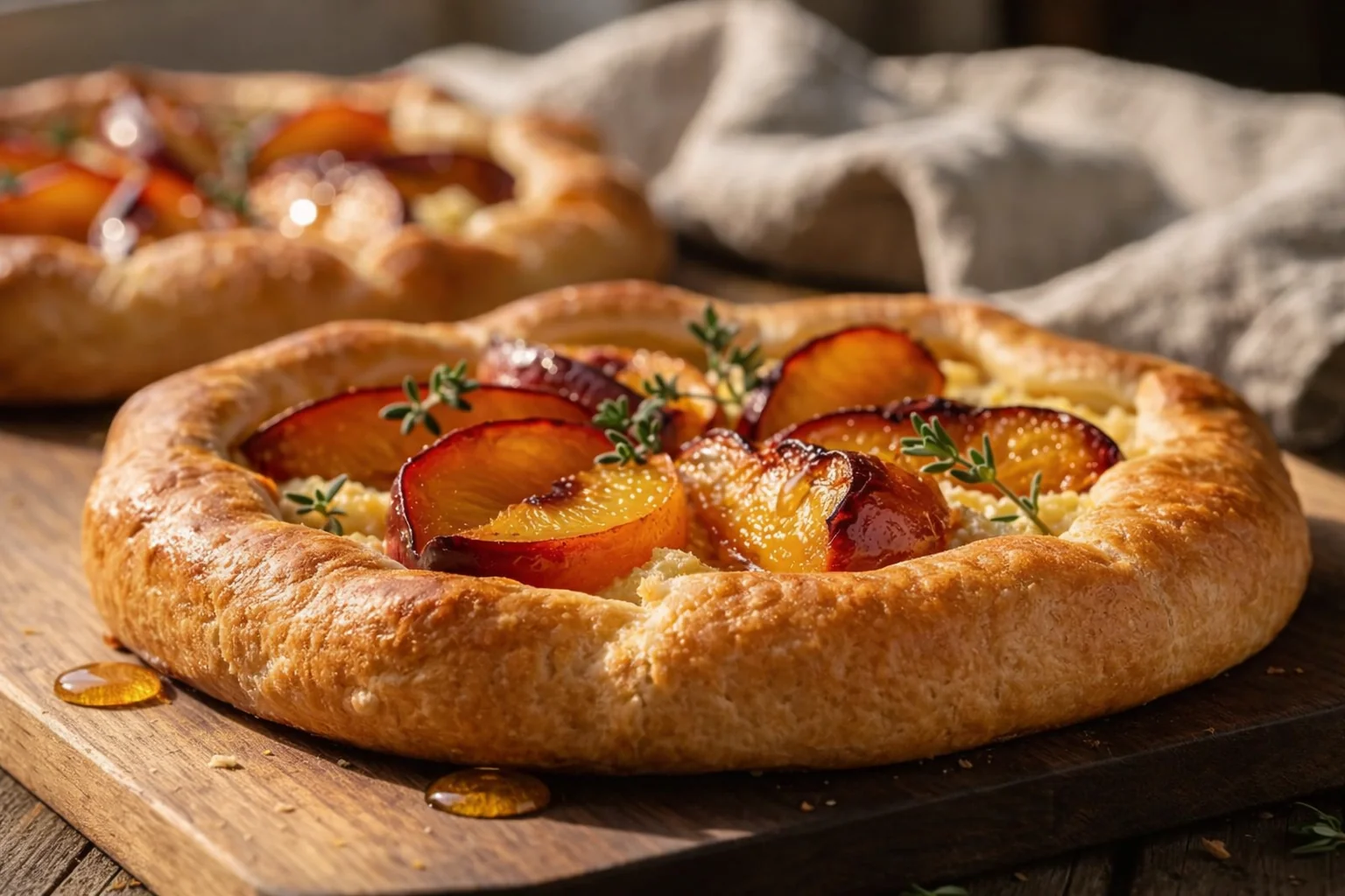 Cottage Cheese Galettes with Honeyed Peaches & Thyme