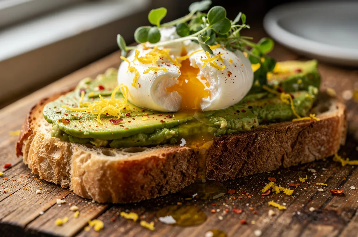 Creamy Avocado Toast with Poached Egg on Sourdough