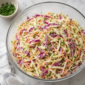 Salada cremosa de repolho misturada com salsinha picada