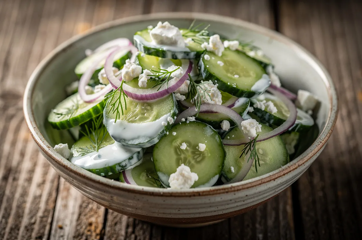 Crisp Cucumber Salad with Lemon-Dill Yogurt Dressing