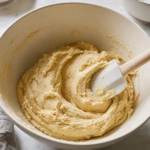 Smooth cookie dough after the flour is mixed in
