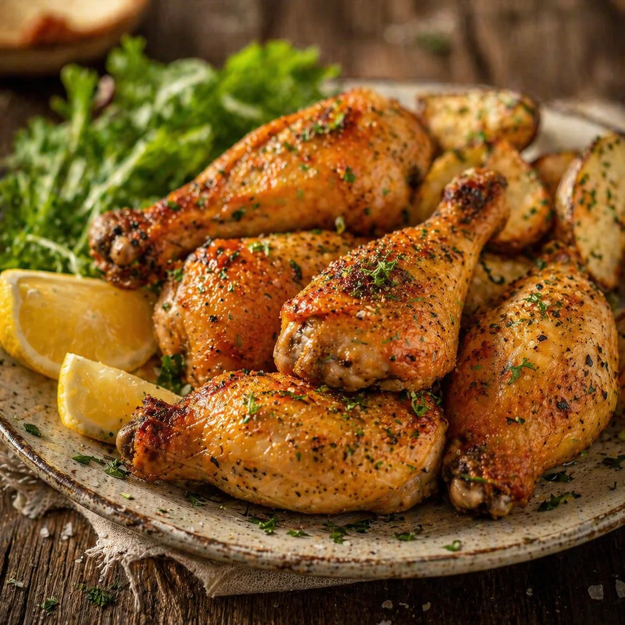 Coxas de Frango Assadas Crocantes com Alho e Ervas