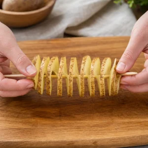 Crispy Baked Potato Spirals with Garlic Herb Butter