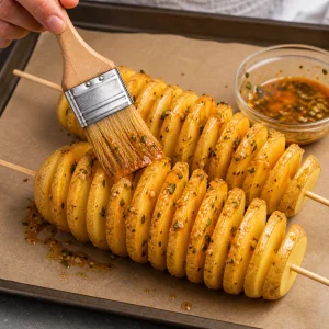 Crispy Baked Potato Spirals with Garlic Herb Butter