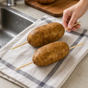 Crispy Baked Potato Spirals with Garlic Herb Butter