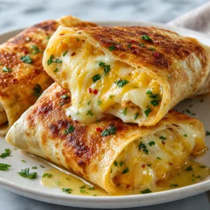 Golden lavash rolls sliced open with molten cheese and garlic butter