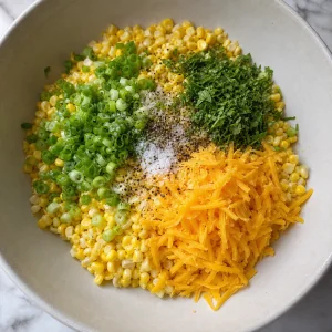 Кукуруза с зеленым луком, травами, чеддером, солью и перцем