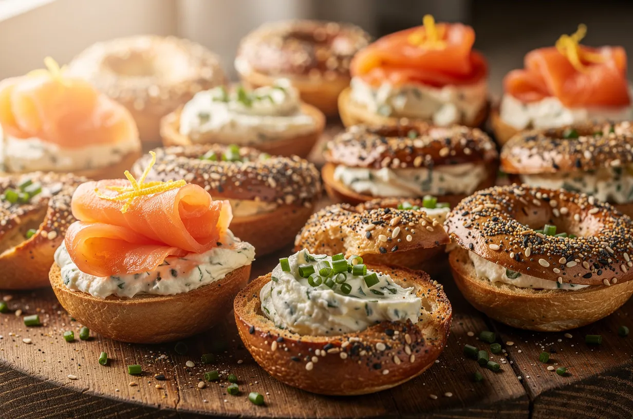 Knusprige Everything-Bagel-Bites mit Kräuter-Frischkäse