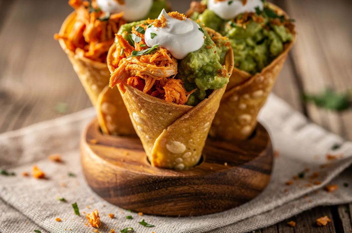 Crispy Keto Tortilla Cones with Savory Fillings for Parties