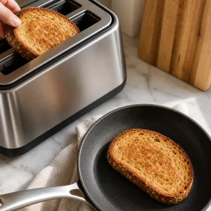 Golden whole-grain bread toasted until crisp