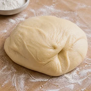 Pâte pétrie lisse sur un plan fariné