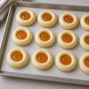 Kolache crus garnis de confiture d'abricot