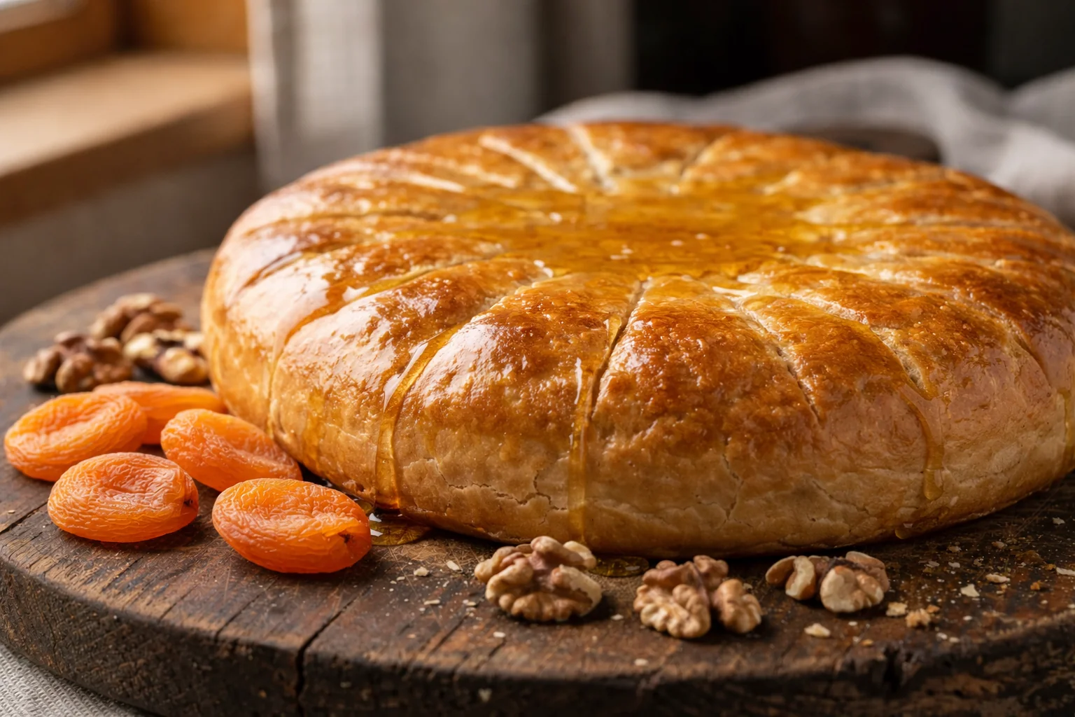 Dagestani Botlikh Pie with Nuts and Dried Apricots