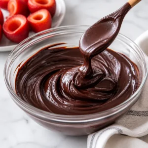 Chocolate ganache cooling until thick enough to pipe