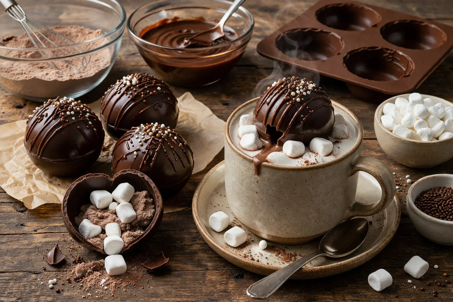 Decadent Hot Chocolate Bombs with Gooey Marshmallow