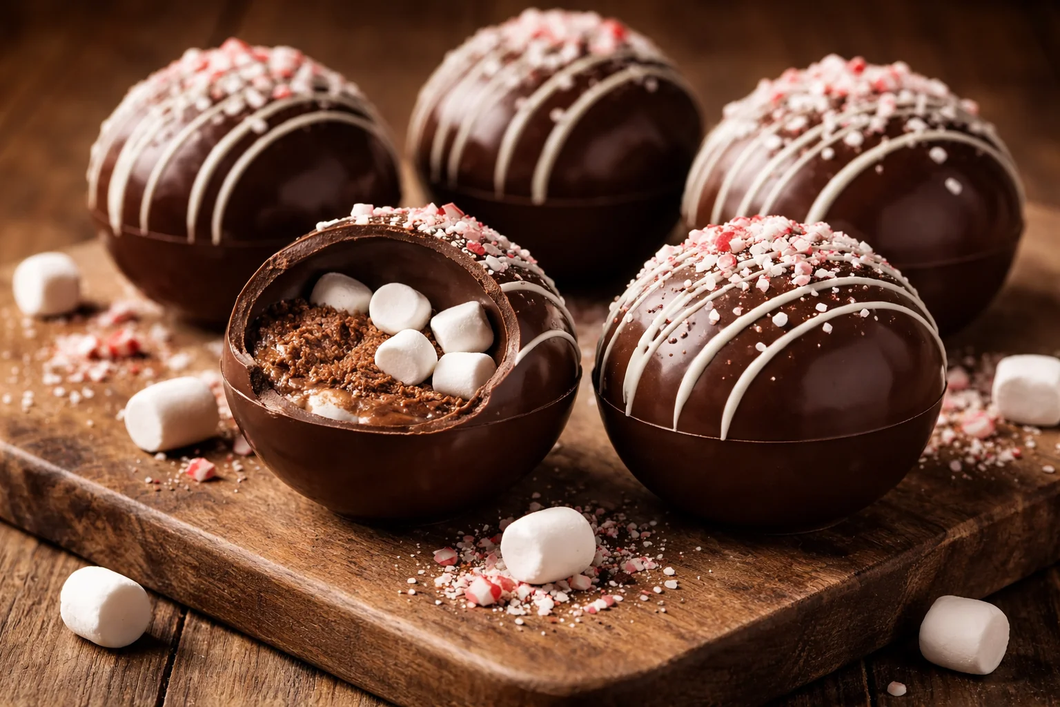 Decadent Hot Chocolate Bombs with Marshmallow Surprise