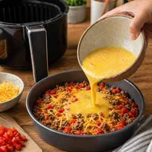 Easy Air Fryer Breakfast Frittata with Sausage and Peppers