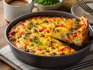 Easy Air Fryer Breakfast Frittata with Sausage and Peppers