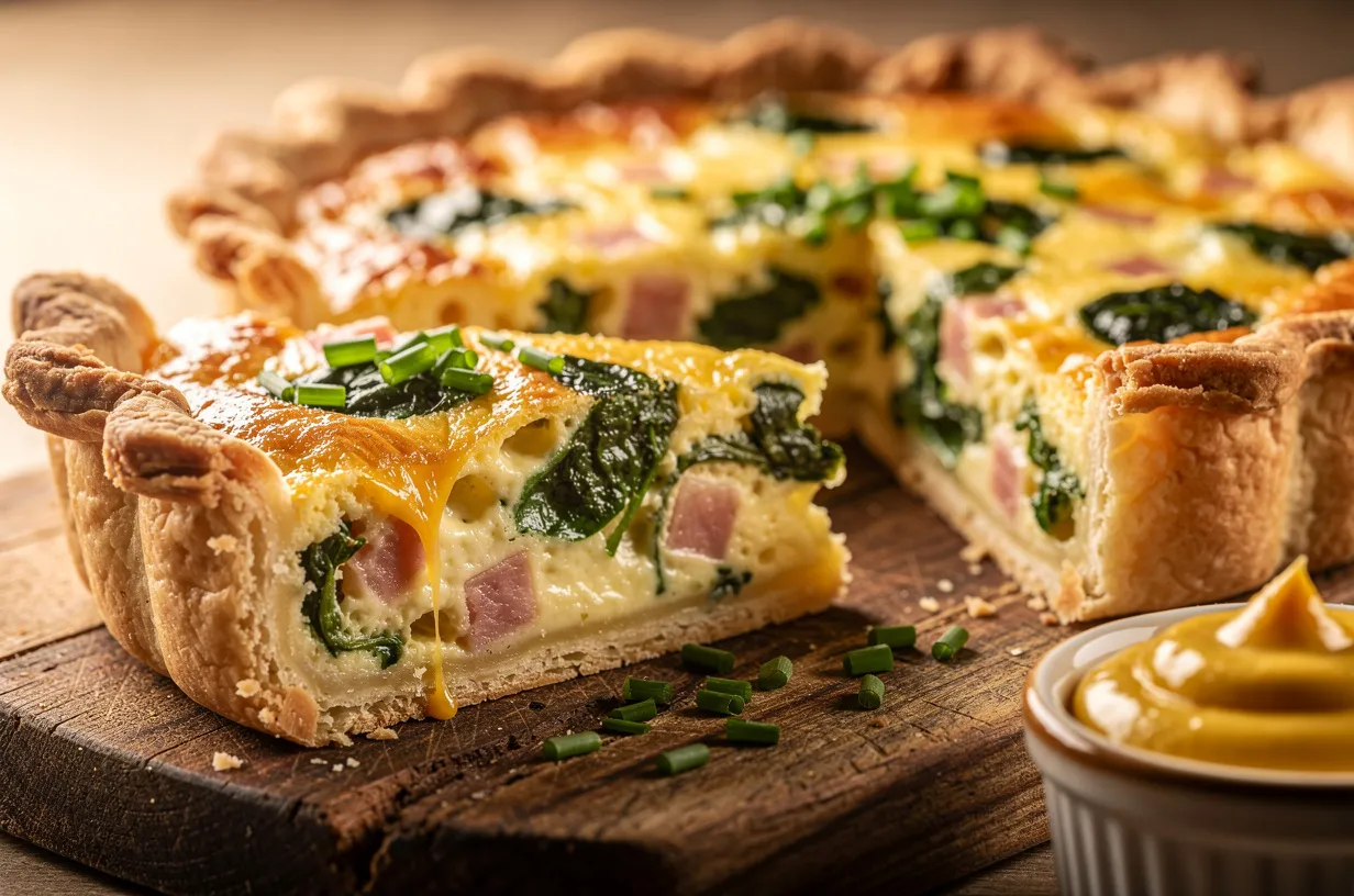 Easy Cheesy Breakfast Quiche with Spinach, Ham & Herbs