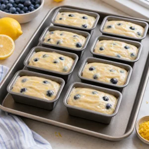 Pate aux myrtilles repartie dans des mini moules