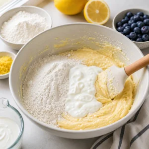 Creme et ingredients secs incorpores a la pate citron