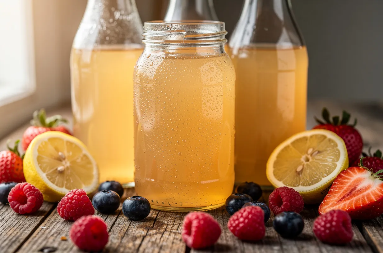 Easy Low-Sugar Homemade Kombucha with Citrus & Berries