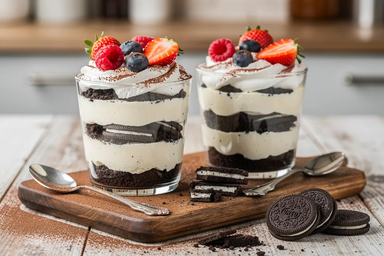 Easy No-Bake Cookies & Cream Cheesecake Parfaits for Two