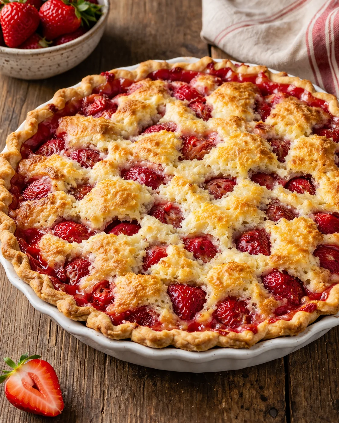 Easy Strawberry Pour-Over Pie with Buttery Crust