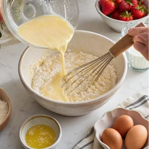 Massa liquida misturada apenas ate ligar numa tigela
