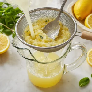 Blended lemon mixture strained through a fine sieve