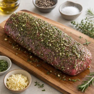 Buffet Elegante para Aniversário com Carne de Vaca Ervas e Legumes