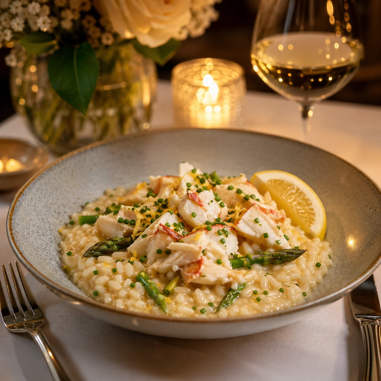 Elegant Butter-Poached Crab Risotto with Lemon and Herbs