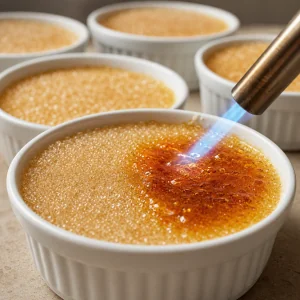 Cukier karmelizowany palnikiem na kremie espresso