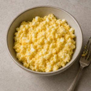 Chunky egg butter in a bowl