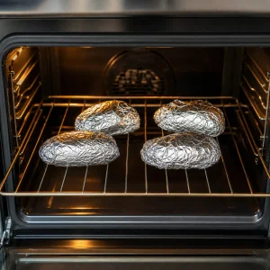 Patate al cartoccio sulla griglia del forno