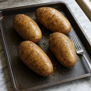 Patate forate condite con olio, sale e pepe