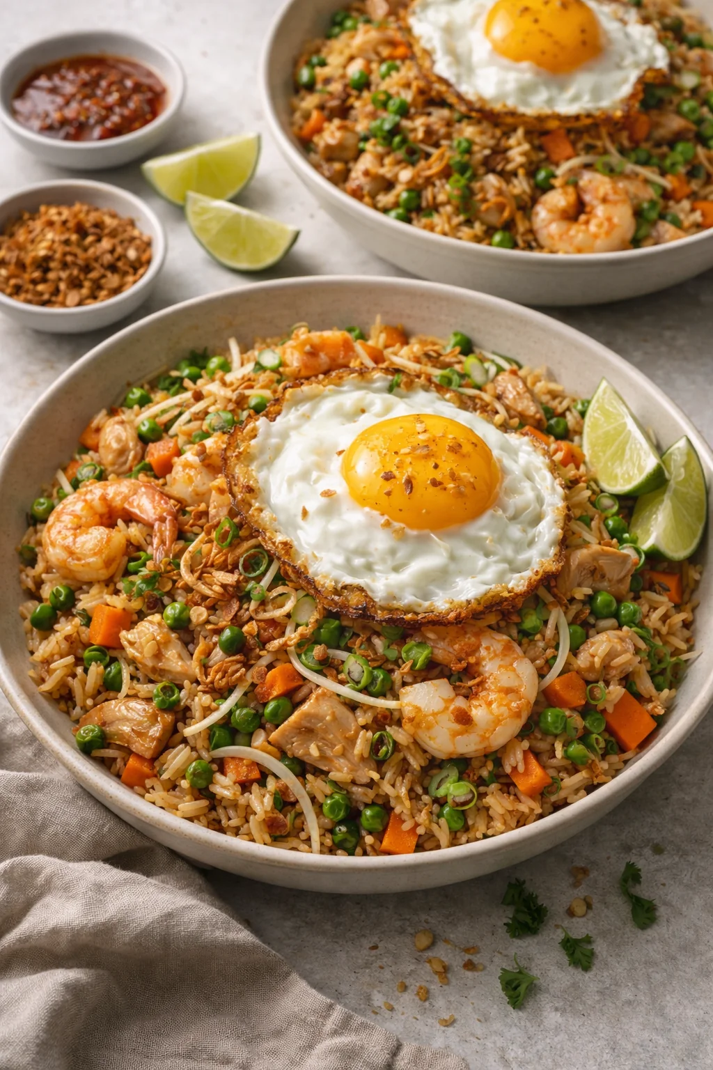 Ароматный Nasi Goreng — индонезийский жареный рис с яйцом