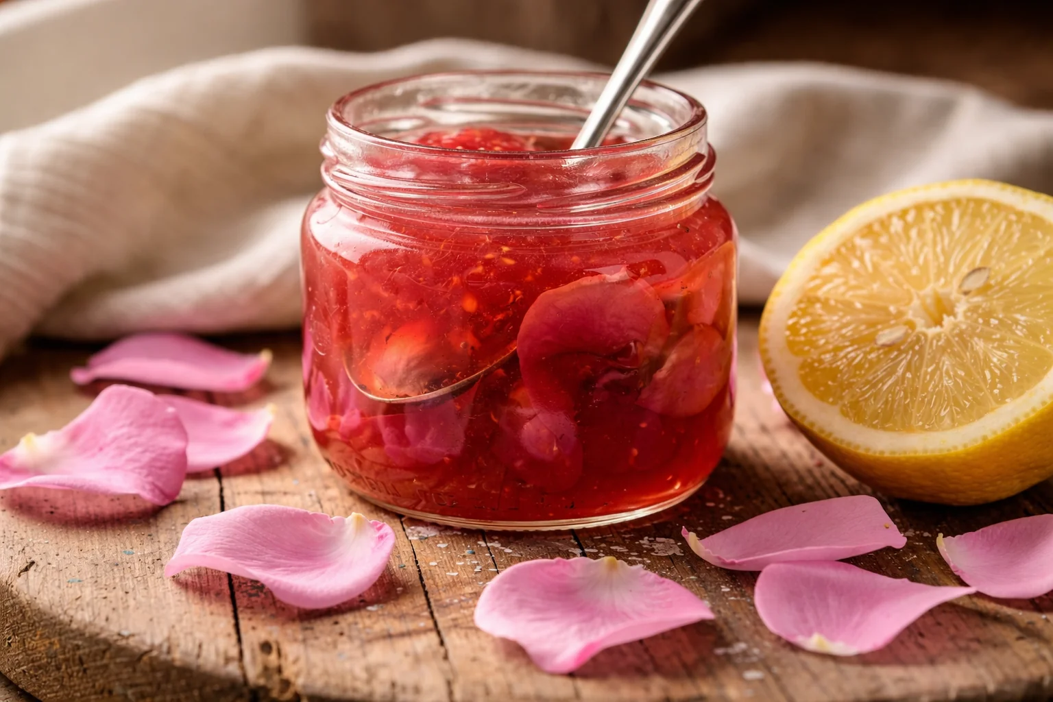 Confiture de pétales de rose au citron, vanille & cardamome