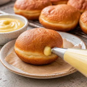 Creme de limão a rechear uma gogoși frita