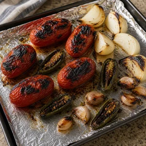 Salsa Casera de Tomates Asados y Chiles Tatemados