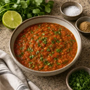 Salsa Casera de Tomates Asados y Chiles Tatemados