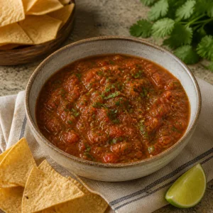 Salsa Casera de Tomates Asados y Chiles Tatemados