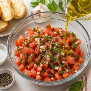 Tomaten-Basilikum-Mischung mit Olivenoel