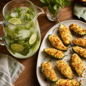 Jarra de mojito pronta com jalapeños recheados de queijo